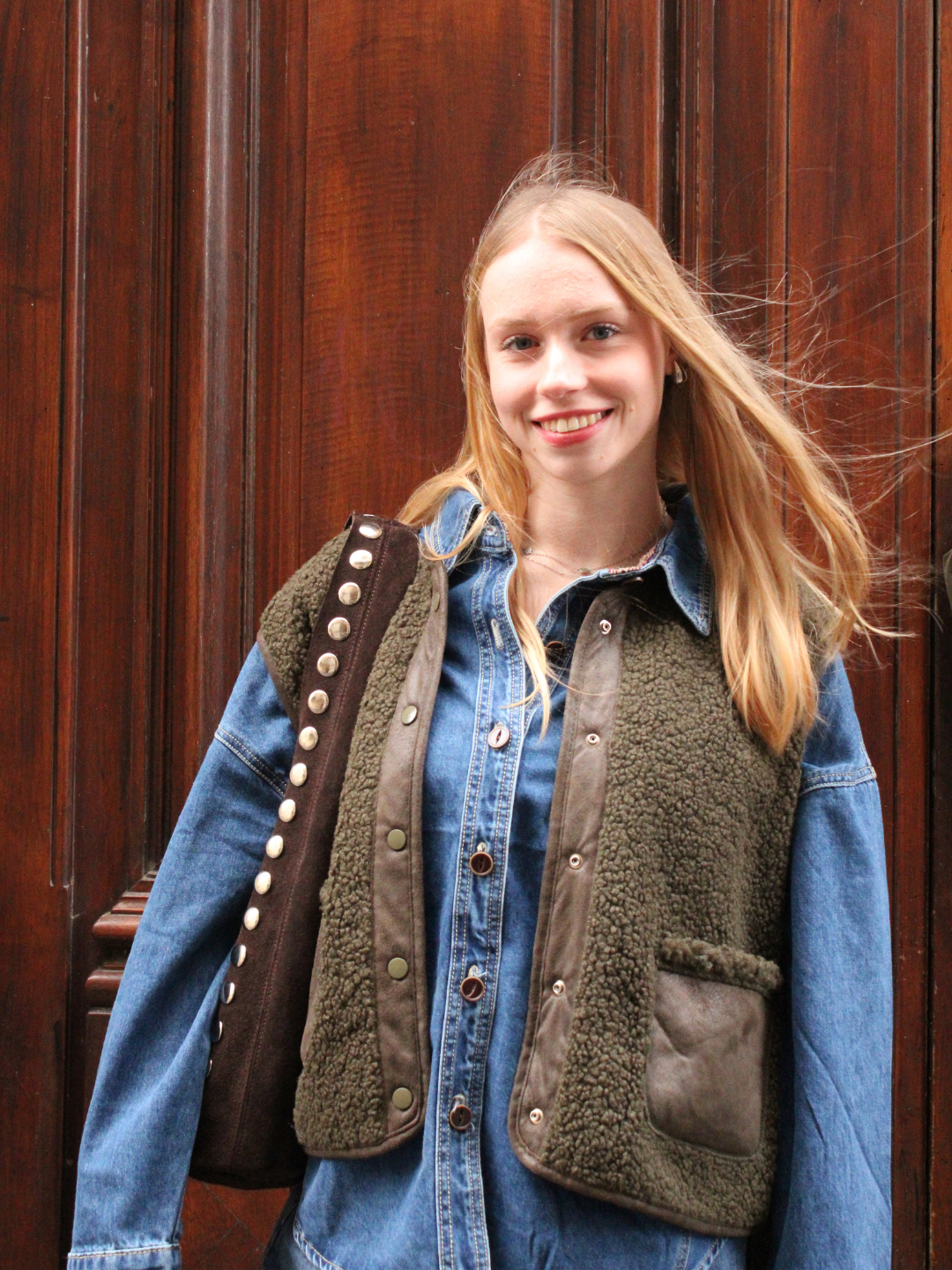 Gilet réversible Eva sans manches – Kaki