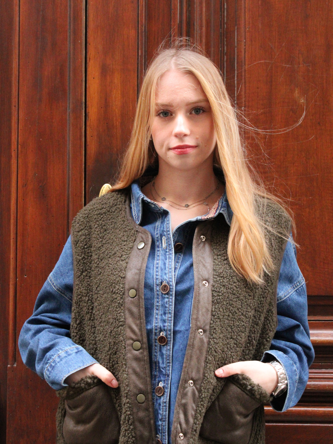 Gilet réversible Eva sans manches – Kaki