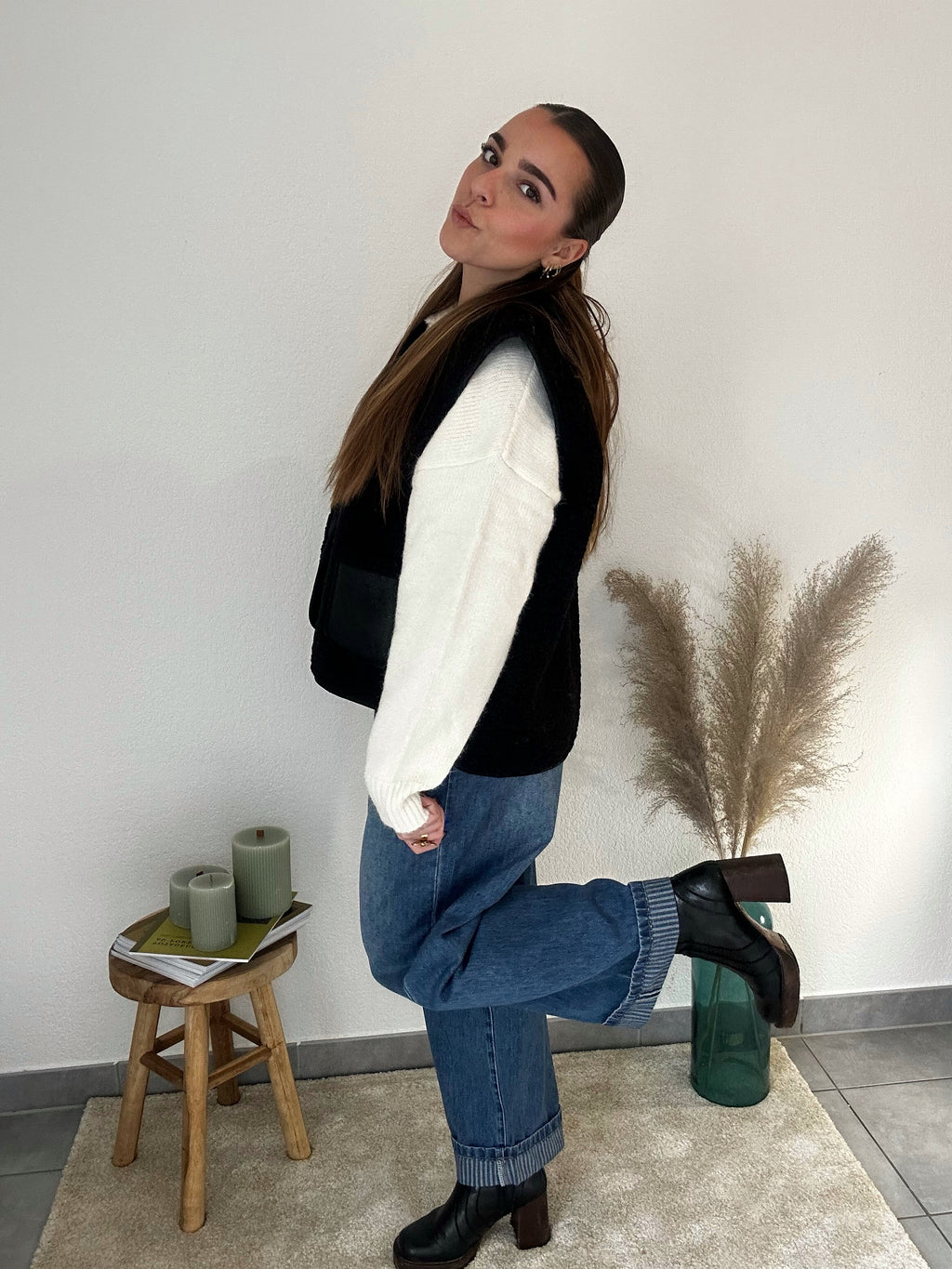 Gilet réversible Eva sans manches – Noir