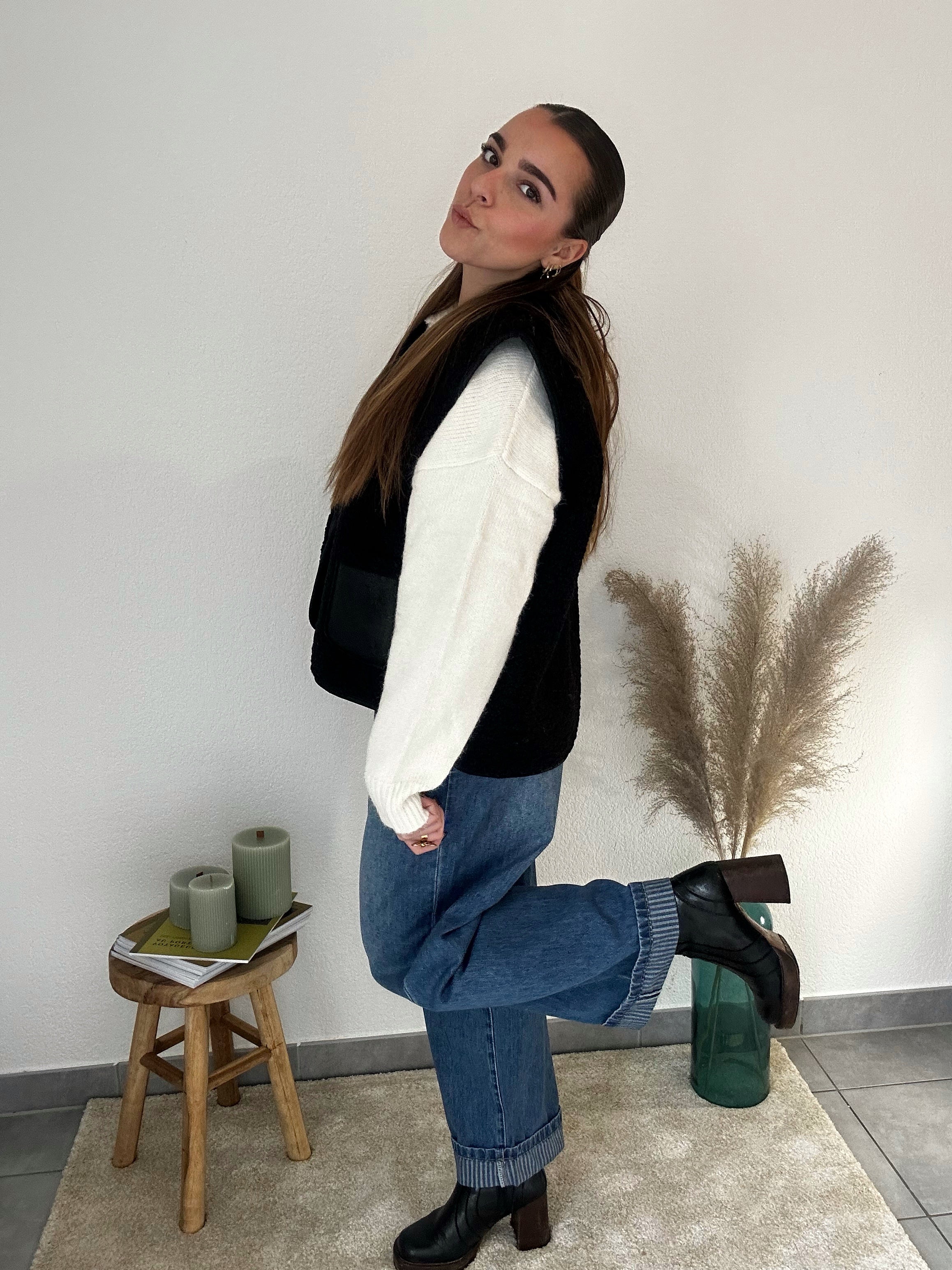 Gilet réversible Eva sans manches – Noir