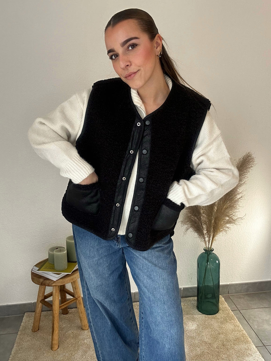 Gilet réversible Eva sans manches – Noir