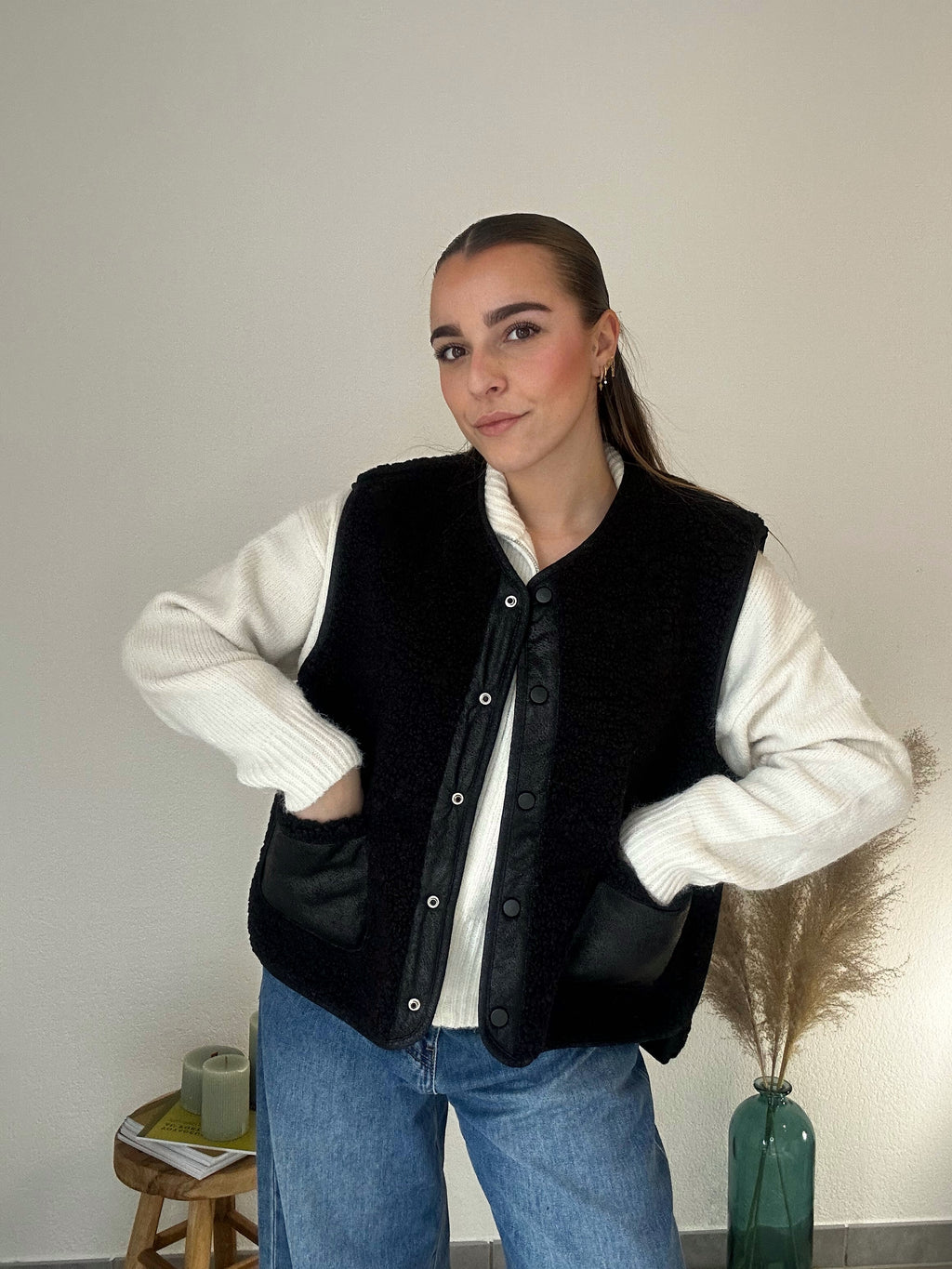 Gilet réversible Eva sans manches – Noir