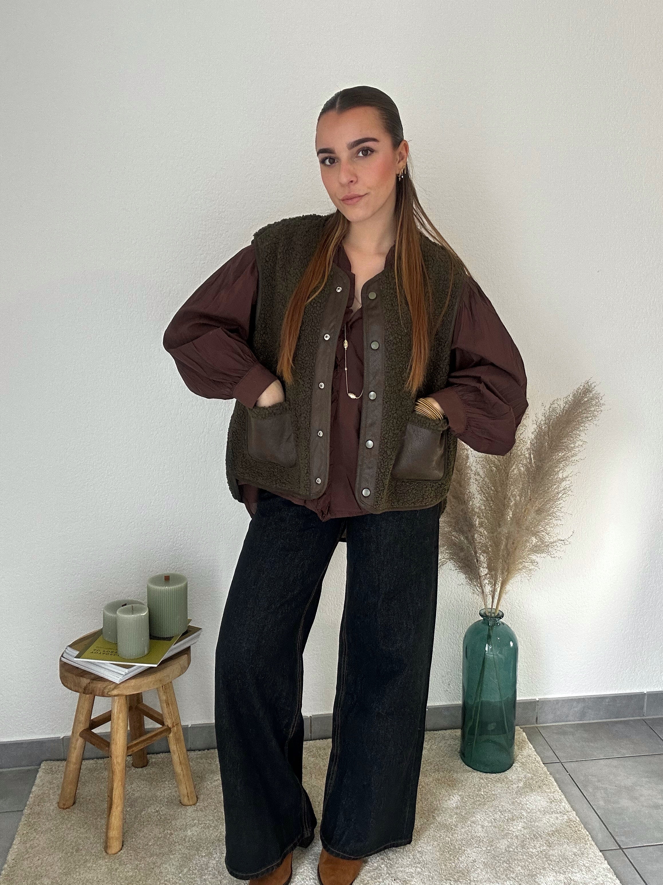 Gilet réversible Eva sans manches – Kaki