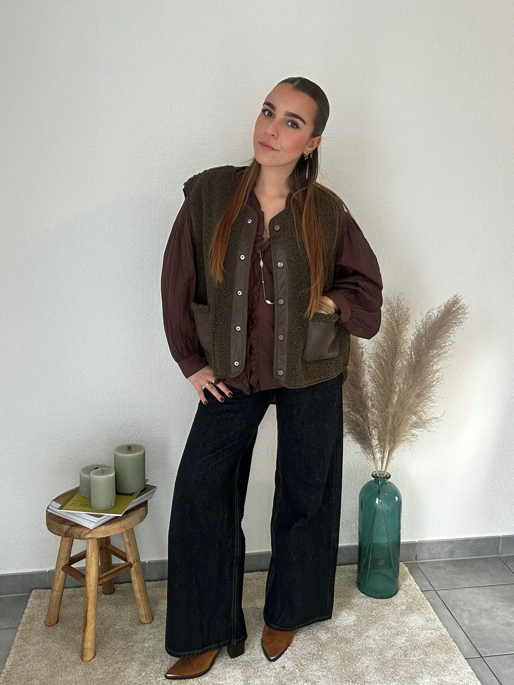 Gilet réversible Eva sans manches – Kaki