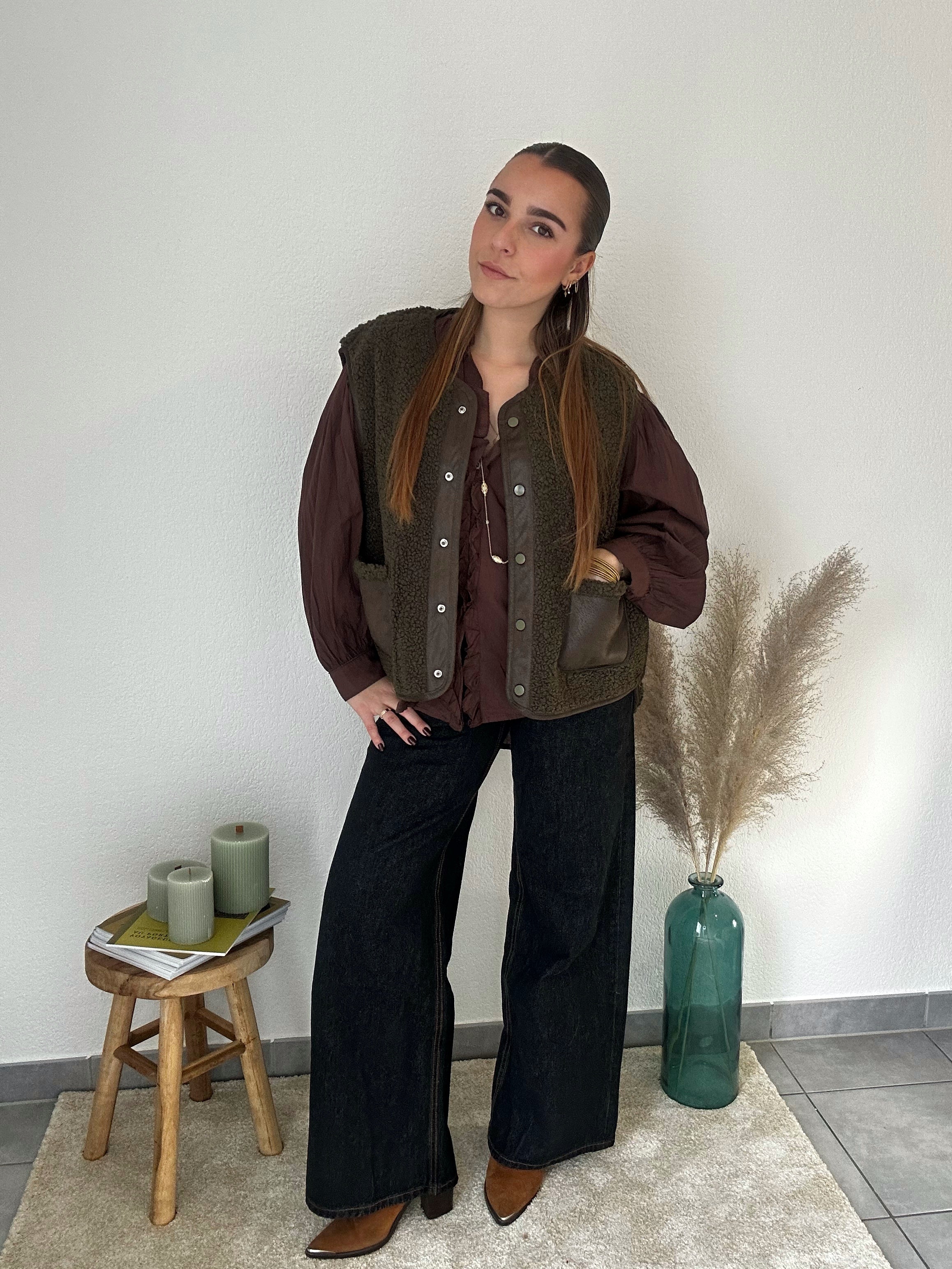 Gilet réversible Eva sans manches – Kaki